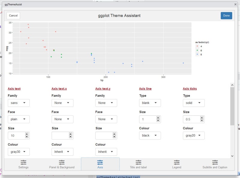 [R시각화] ggplot2 수많은 옵션 GUI로 설정하기: 'ggThemeAssist' 패키지 : 네이버 블로그