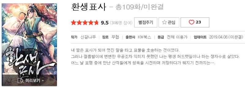 무협소설] 신갈나무 - 환생 표사 (1~107화 읽음/연재중) : 네이버 블로그