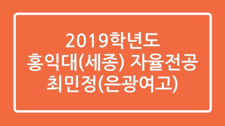  2019학년도 홍익대(세종) 자율전공 합격생 최민정 합격수기