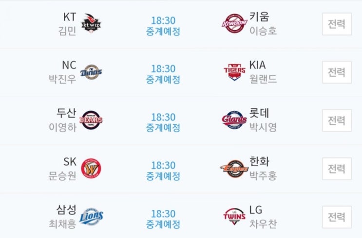 2019.04.09 KBO(프로야구) ( KT 키움 | NC 기아 | 두산 롯데 | SK 한화 | 삼성 LG )