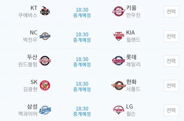 2019.04.10 KBO(프로야구) ( KT 키움 | NC 기아 | 두산 롯데 | SK 한화 | 삼성 LG )