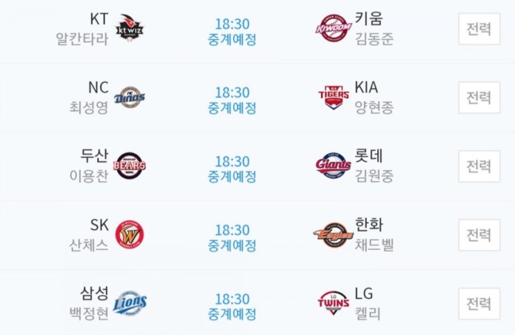 2019.04.11 KBO(프로야구) ( KT 키움 | NC 기아 | 두산 롯데 | SK 한화 | 삼성 LG )