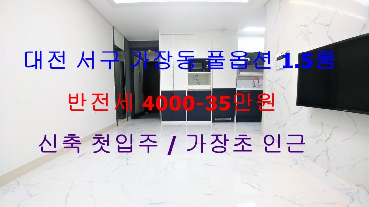  대전 서구 가장동 신축 첫입주 풀옵션 1.5룸 반전세 (가장초 인근)