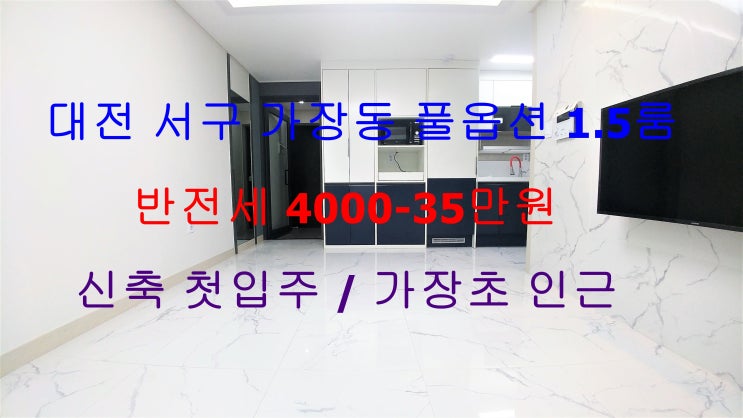 대전 서구 가장동 신축 첫입주 풀옵션 1.5룸 반전세 (가장초 인근)