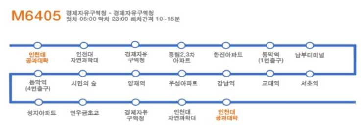  [송도M 버스 노선 #1] 'M6405' 노선, 배차 시간: 인천 송도 광역급행 M버스의 모든 것!