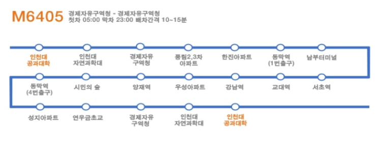 [송도M 버스 노선 #1] 'M6405' 노선, 배차 시간: 인천 송도 광역급행 M버스의 모든 것!