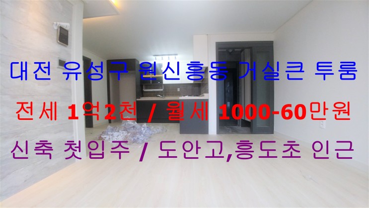 대전 유성구 원신흥동 신축 첫입주 거실큰 투룸 전세 , 월세 (도안고,흥도초,목원대 인근)