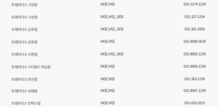  4월 이마트 트레이더스 휴무일 마트몬 등록 안내 드려요.