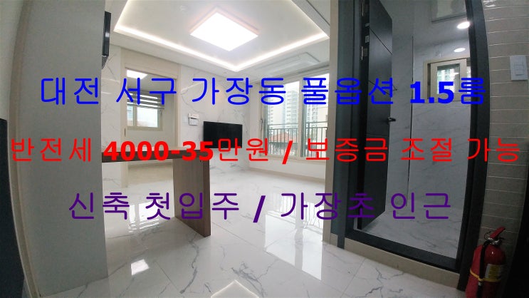 대전 서구 가장동 신축 첫입주 풀옵션 1.5룸 반전세 보증금조절 가능(가장초 인근)