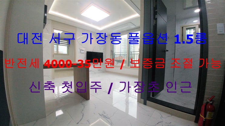  대전 서구 가장동 신축 첫입주 풀옵션 1.5룸 반전세 보증금조절 가능(가장초 인근)