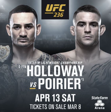 UFC 236 할로웨이 포이리에 해외 무료 중계, UFC 236 스포티비 나우 무료 중계