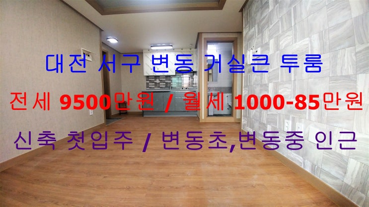 대전 서구 변동 신축 첫입주 거실큰 투룸 전세, 월세(변동중,변동초 인근)