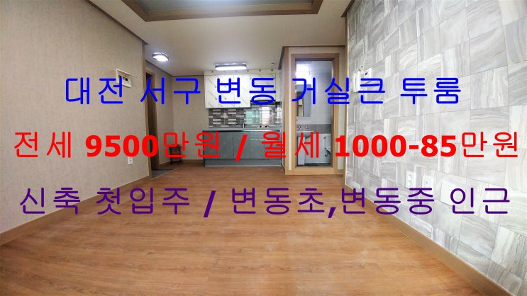  대전 서구 변동 신축 첫입주 거실큰 투룸 전세, 월세(변동중,변동초 인근)