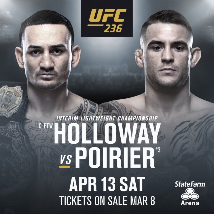  맥스 할로웨이 vs 더스틴 포이리에 중계 UFC 236 라이트급 인터림 타이틀전