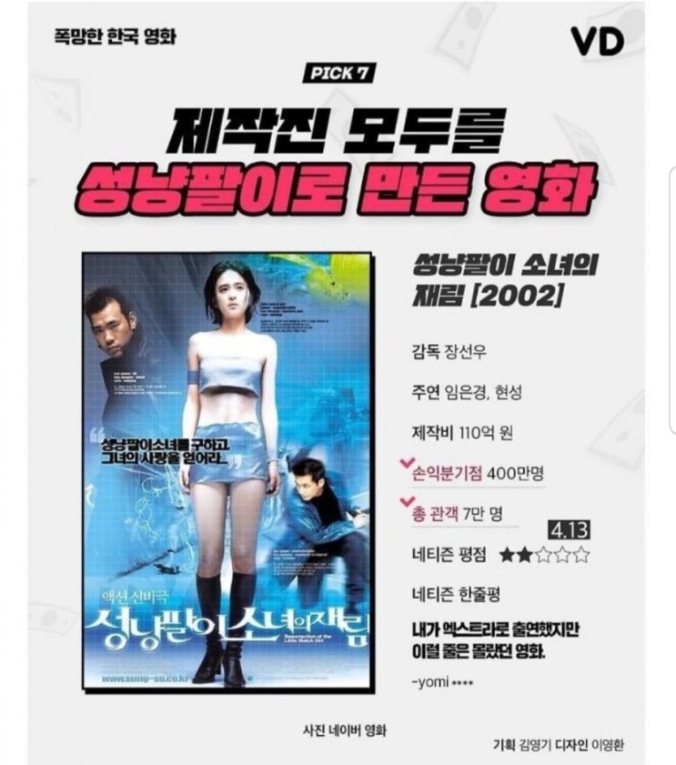  제작비 100억 이상 폭망 망한 영화 순위 TOP 7  feat. 성냥팔이 소녀의 차에 타봐
