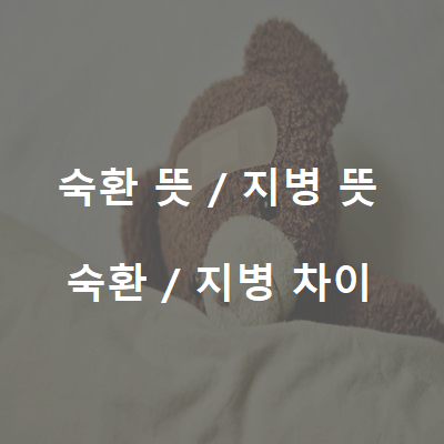 숙환뜻 / 지병뜻/ 숙환, 지병 차이