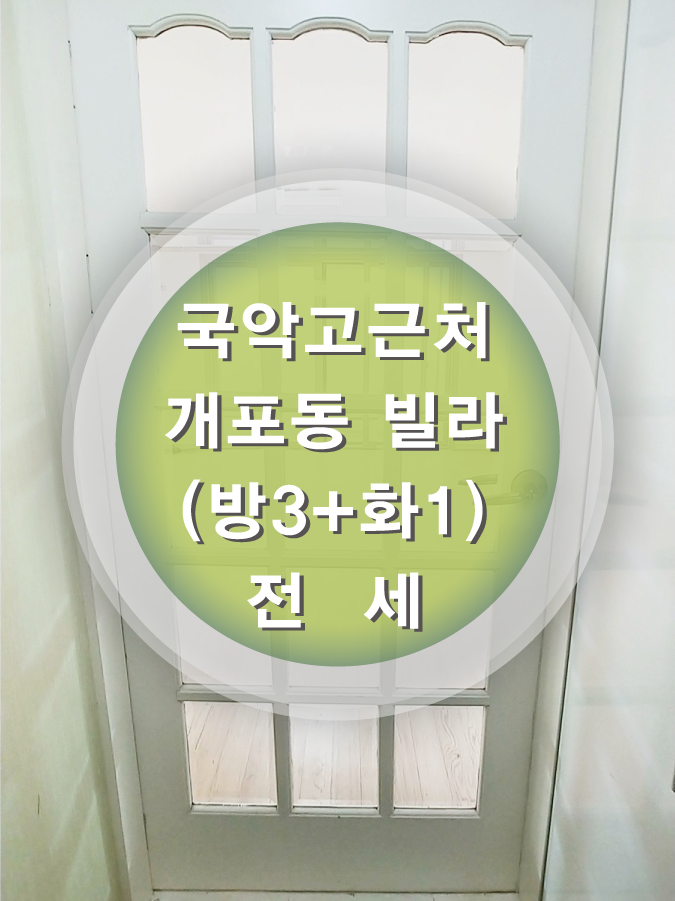  포이초, 국악중/국악고 개포동(구 포이동) 전용넓고 저렴한 쓰리룸(방3+화1+통베란다) 빌라 전세 or 월세 - 홍인부동산