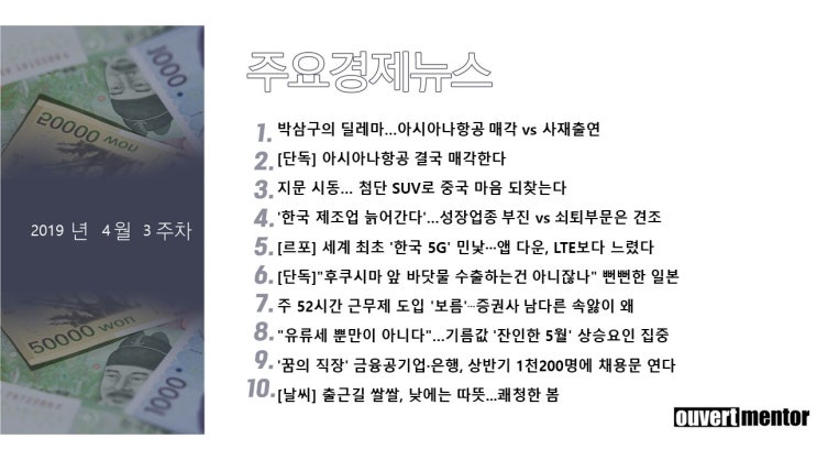  [주요경제뉴스] 2019년 4월 15일