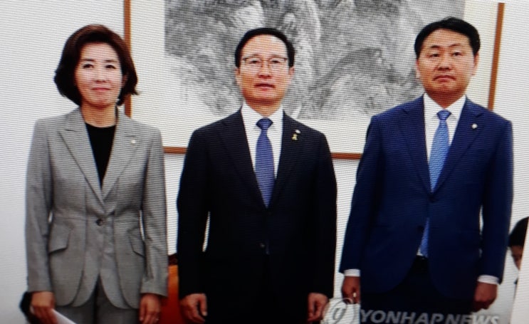  더불어민주당 홍영표, 자유한국당 나경원, 바른미래당 김관영 원내대표는 이날 오전 회동에서 4월국회 의사일정과 쟁점 법안처리에 관해 논의했다.