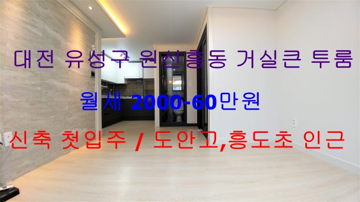 대전 유성구 원신흥동 신축 첫입주 거실큰 투룸 월세 (도안고 , 흥도초 인근)