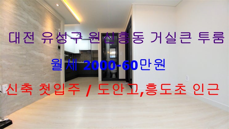  대전 유성구 원신흥동 신축 첫입주 거실큰 투룸 월세 (도안고 , 흥도초 인근)