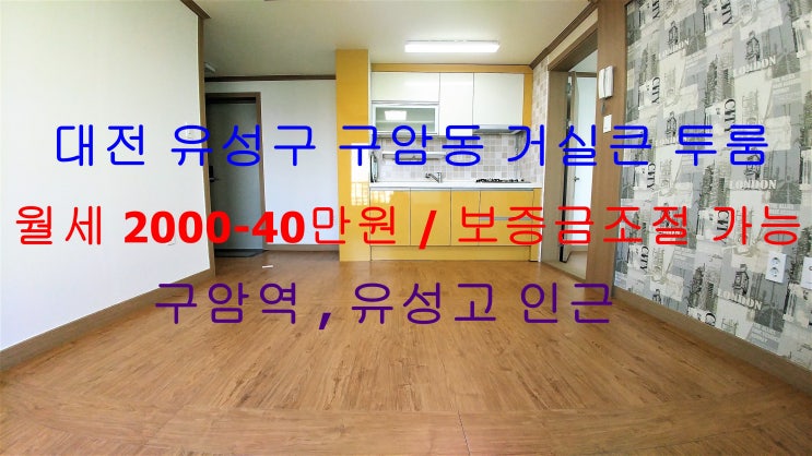  대전 유성구 구암동 거실큰 투룸 월세 (유성고 , 구암역 인근)