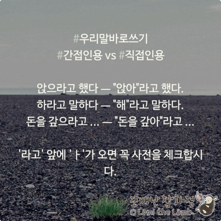  맞춤법 - 우리말 바로쓰기: 직접인용 vs 간접인용