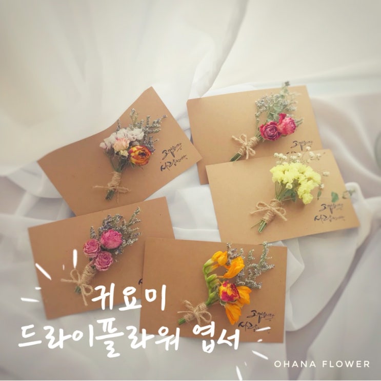  [부산드라이플라워] 간단하게 만들어 볼수 있는 미니 드라이플라워 엽서 / 감사의 마음을 부담없이 전해줄 선물 추천