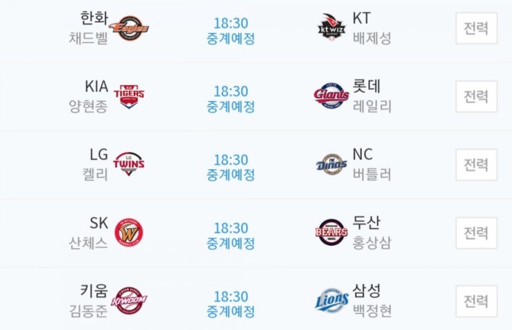 2019.04.17 KBO(프로야구) ( 한화 KT | 기아 롯데 | LG NC | SK 두산 | 키움 삼성 )