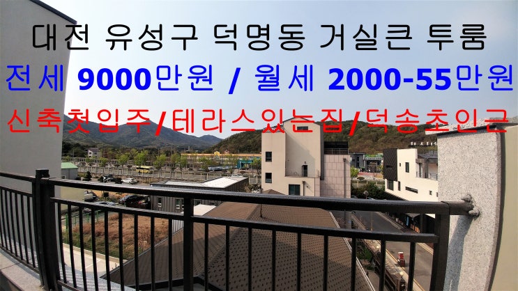 대전 유성구 덕명동 신축 첫입주 테라스 있는 거실큰 투룸 전세 , 월세 (덕송초 인근)