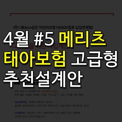 2019년 4월 #5 메리츠화재 태아보험 100세만기 고급형 추천설계안 및 최신정보