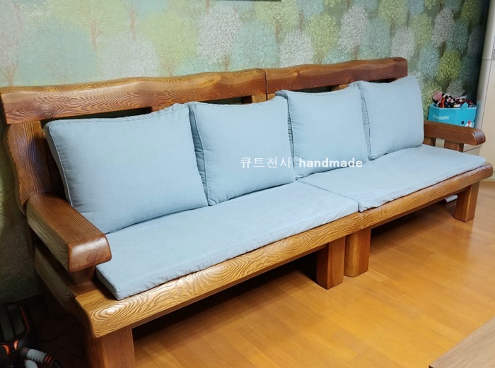  쇼파방석,4인용쇼파방석,쇼파등쿠션,원목쇼파베드 후기사진