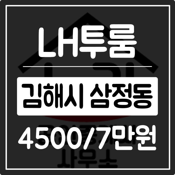  김해투룸 LH전세 가능한 곳을 찾는다면 삼정동 이집 어때?