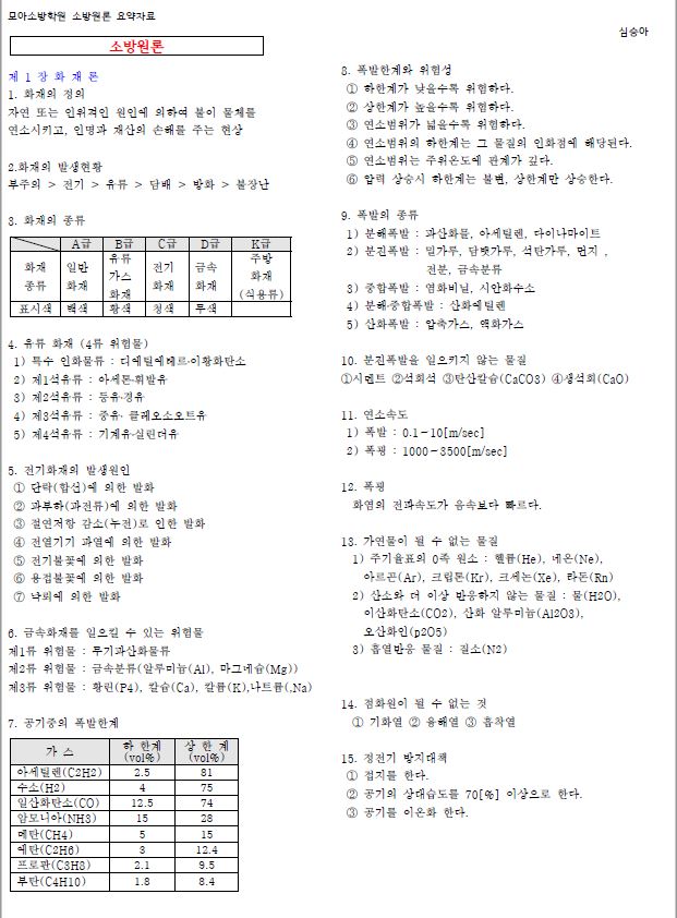  소방원론 요점정리