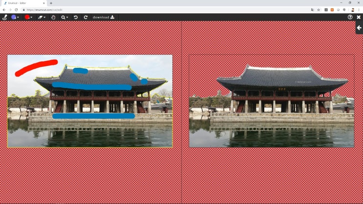  [ 이넘컷 ] 경복궁 경희루_하늘 배경제거 누끼작업컷_(예시 샘플)