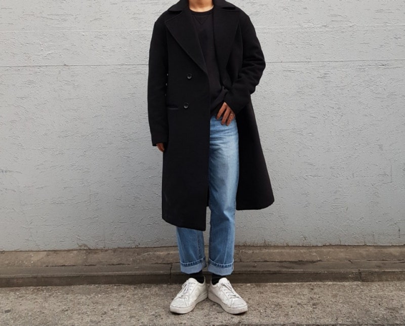 검은색 애시드 워시 청바지 남성
