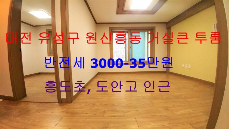대전 유성구 원신흥동 거실큰 투룸 반전세 (흥도초등학교, 도안고등학교 인근)