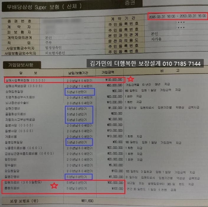  삼성super보험 2006년 3월가입