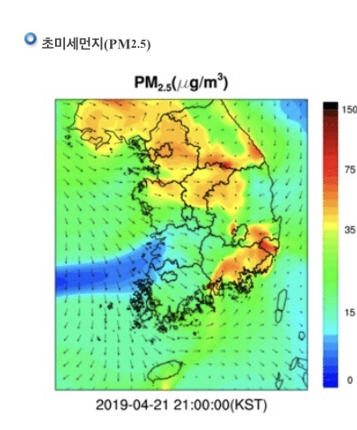  당분간의 미세먼지 상세 예보 (~금)
