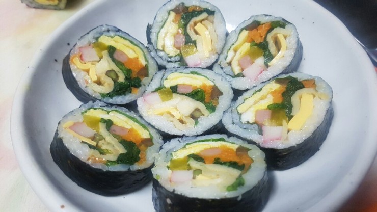  늦은 한해시작 밭에서 점심김밥