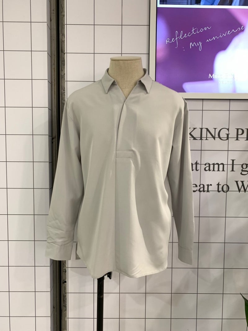 마인드브릿지 19 S/S 넥변형 오버핏 셔츠 MTWS3102