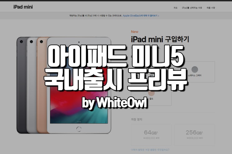  애플 아이패드 미니 5세대 국내 출시 대학생 교육할인 스토어에서 구매하기
