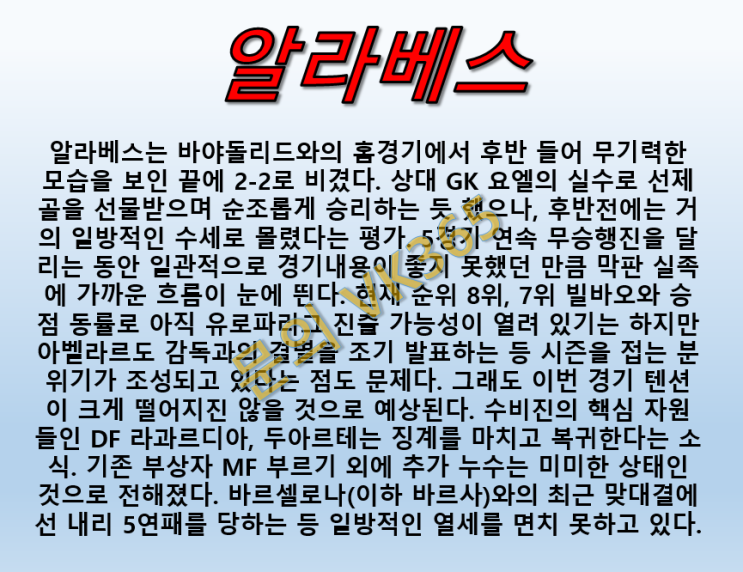  알라베스 바르셀로나 4월24일 라리가 1.5군 로테이션