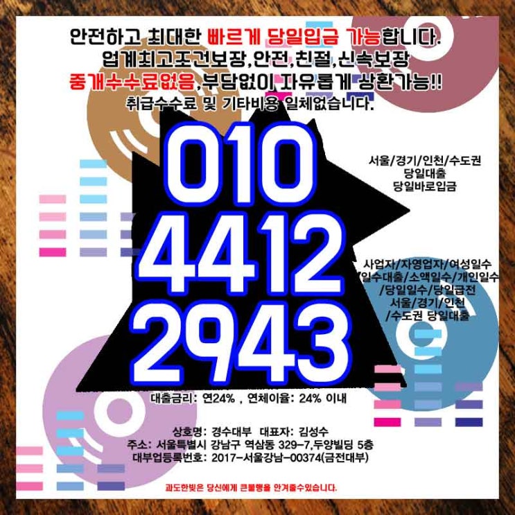  평택 일수 중구급전 대출 여성 개인 소액 당일 사업자 자영업자 참고하세요