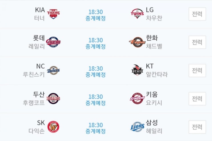 2019.04.24 KBO(프로야구) (기아 LG | 롯데 한화 | NC KT | 두산 키움 | SK 삼성)