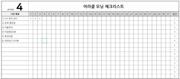 미라클모닝 체크리스트 미라클모닝 체크리스트