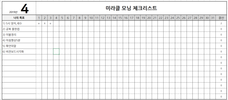 미라클모닝 체크리스트