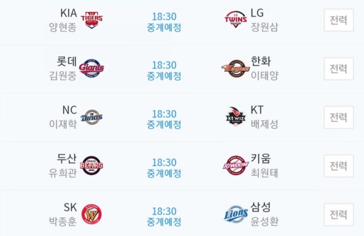 2019.04.25 KBO(프로야구) (기아 LG | 롯데 한화 | NC KT | 두산 키움 | SK 삼성)