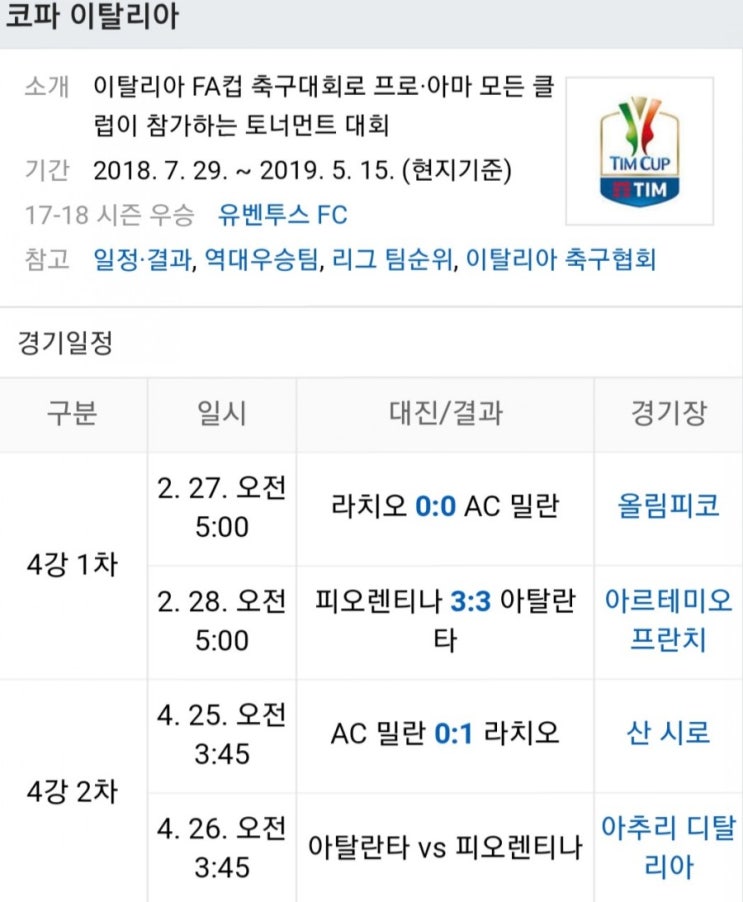2019.04.25 이탈리아FA컵(코파이탈리아) 4강 2차전 (아탈란타 피오렌티나) 2019.04.25 이탈리아FA컵(코파이탈리아) 4강 2차전 (아탈란타 피오렌티나)