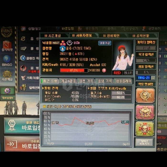  번개장터 서든어택 선임중장(군단장) 판매